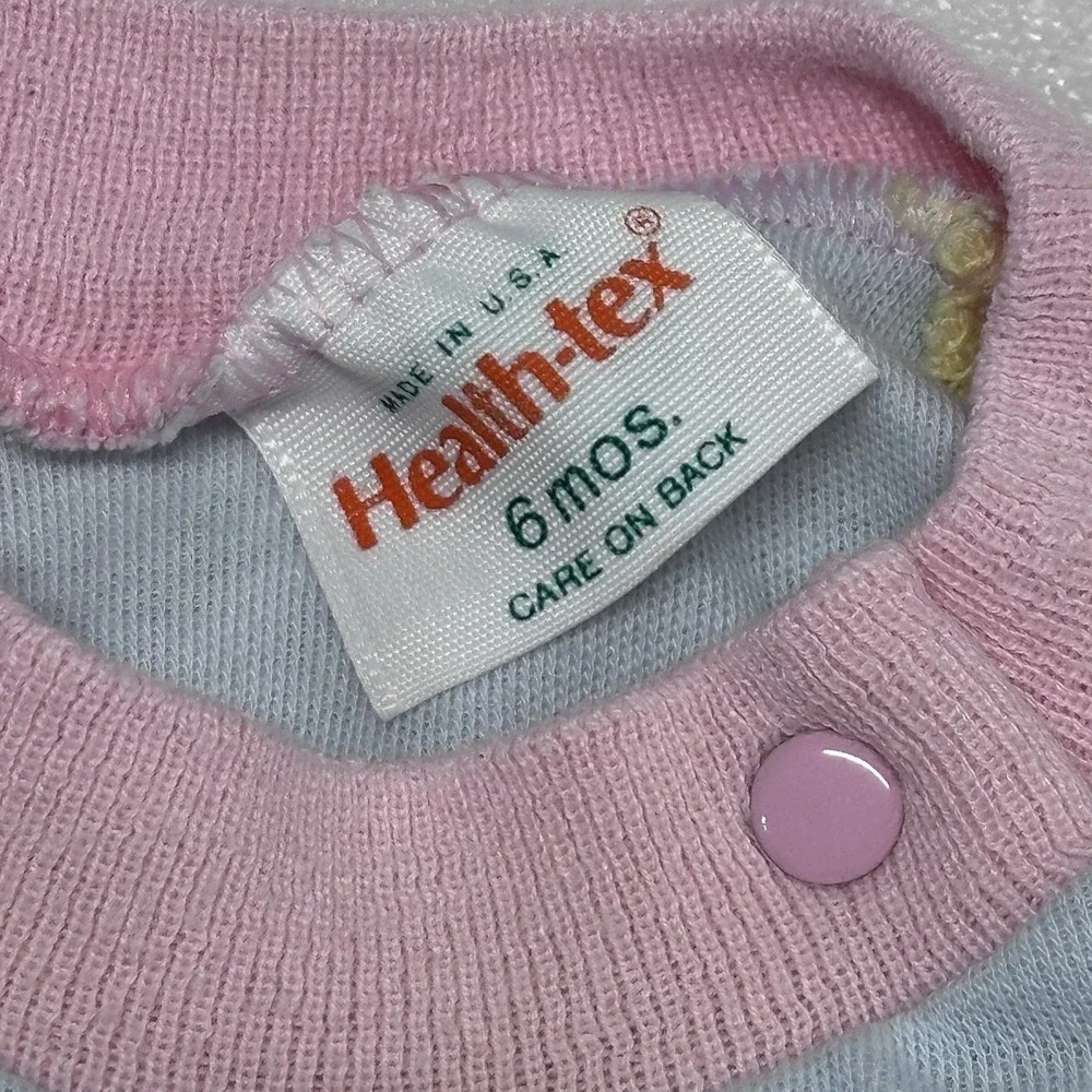 Vintage Healthtex‎ One Piece Dress Romper Sz 6 Months Flowers Mini Gardener